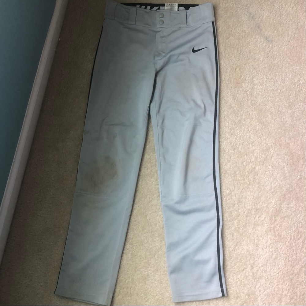 Nike baseball pants, gray with black piping